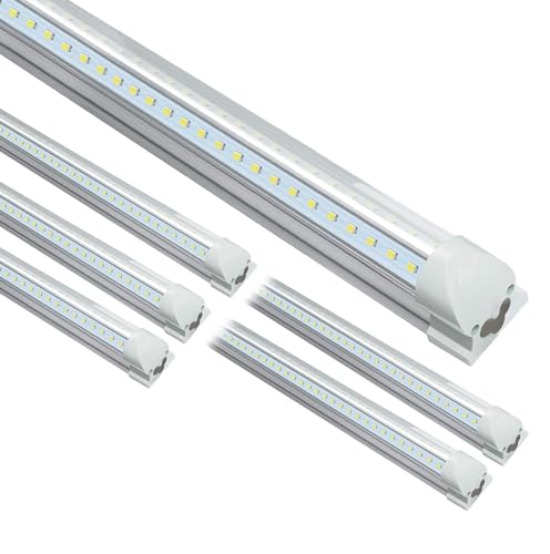 STASUN 6er Pack LED Leuchtstoffröhre 150cm, 40W 5200LM Eingebaute T8 LED Röhre, Bürobeleuchtung in Innenräumen, Verkettbare Deckenleuchte mit Stecker für Büros, Besprechungsräume, Lagerhallen von STASUN