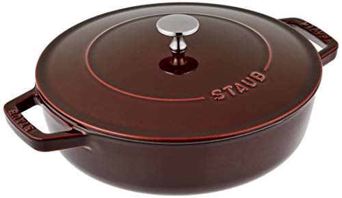 STAUB Gusseisen Bräter, Chistera Tropfenstruktur im Deckel, Rund 24 cm, 2,5 L, Für alle Herdarten geeignet, Grenadine Rot von STAUB