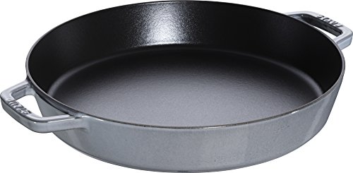 STAUB Bratpfanne / Paellapfanne mit zwei Griffen, 34 cm, Gusseisen, mit mattSchwarzer Emaillierung im Inneren der Pfanne, für alle Herdarten inkl Induktion & Backofen, Graphitgrau von STAUB