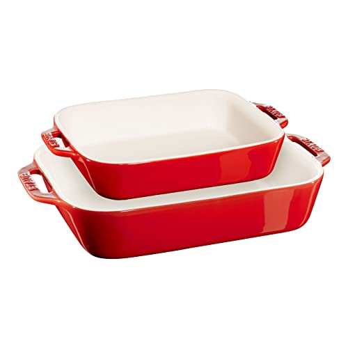 STAUB Ceramique Auflaufform-Set, Ofenform, rechteckig, Kirsch-Rot, Keramik, 2-tlg (20 x 16 cm & 27 x 20 cm) von STAUB