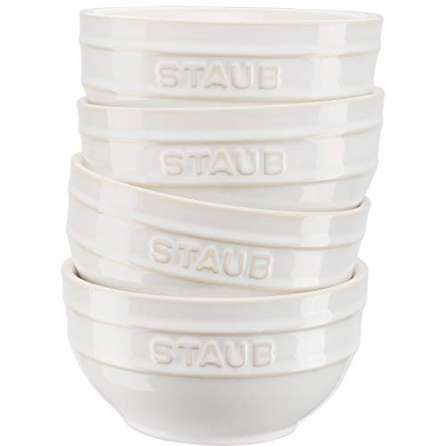 STAUB Ceramique Schüsselset, 400 ml, Müslischüsseln, Servierschüsseln, Dessertschalen, Weiß, Keramik, 12 cm, 4-tlg von STAUB