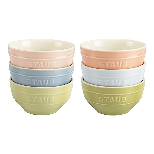 STAUB Ceramique Schüsselset Macaron, 400 ml, Müslischüsseln, Servierschüsseln, Dessertschalen, gemischte Farben, Keramik, 12 cm, 6-tlg von STAUB