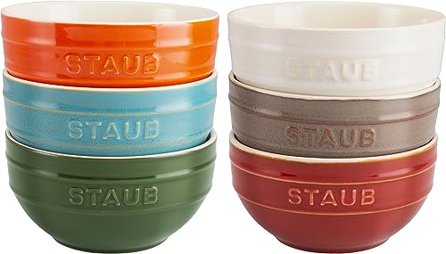 STAUB Ceramique Schüsselset Regenbogen, 400 ml, Müslischüsseln, Servierschüsseln, Dessertschalen, gemischte Farben, Keramik, 12 cm, 6-tlg von STAUB