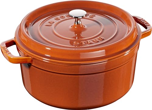 STAUB Gusseisen Bräter/Cocotte, Rund 26 cm, 5 L, Aromaregen Funktion, Für alle Herdarten geeignet, Zimt von STAUB