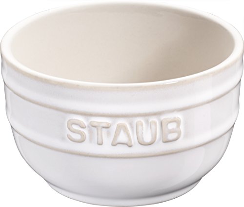 STAUB Keramik Dessertschale Auflaufform Förmchen, rund, 2er Set Elfenbeinweiß 9 cm von STAUB