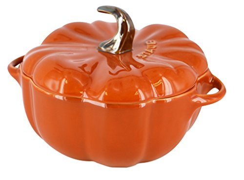 STAUB Keramik-Kürbisform, 0,75 qt, ofen- und herdfest bis 300 °C, Kürbisschale, Backbonbons, gebranntes Orange von STAUB