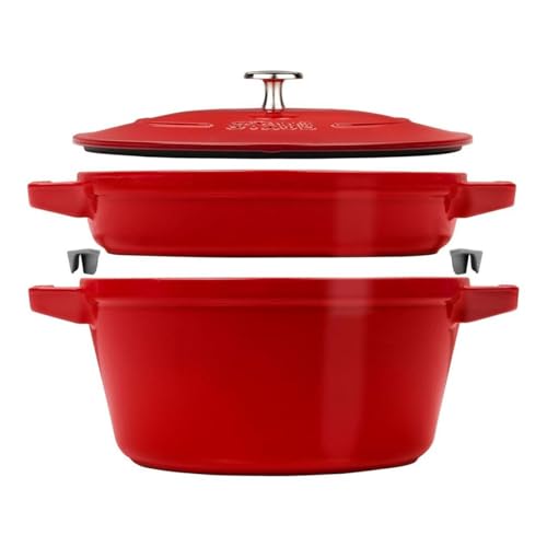 STAUB La Cocotte Kochtopfset, 2-tlg rund Gusseisen Kirsch-Rot Kochtopf Topf von STAUB