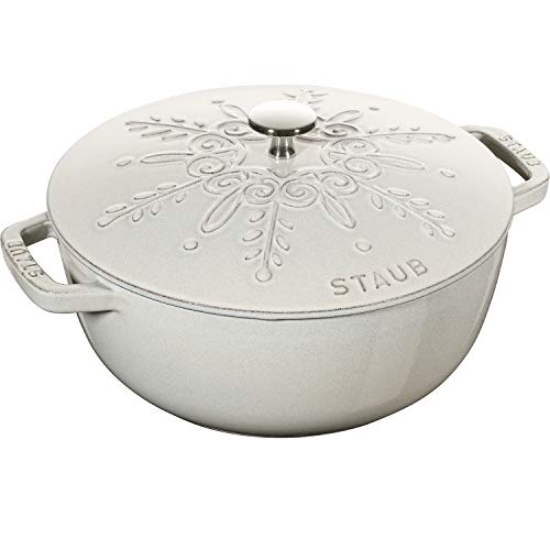 STAUB Schneeflocke aus Gusseisen, rund, 24 cm, Weiß, Trüffel von STAUB