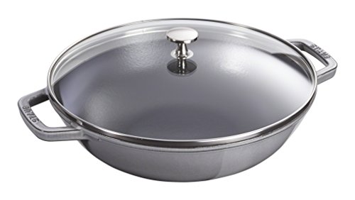 STAUB Wok aus Gusseisen, 30 cm, inkl. Glasdeckel, Induktionsgeeignet, Graphitgrau von STAUB