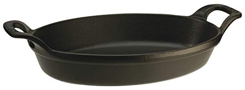 STAUB Auflaufform, oval mit 2 Griffen, 37 cm, 3,7 L, Gusseisen, für alle Herdarten, stapelbar, Schwarz von STAUB