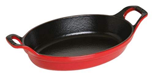 STAUB Auflaufform, oval mit 2 Griffen, 21 cm, 0,7 L, Gusseisen, für alle Herdarten, stapelbar, Kirschrot von STAUB