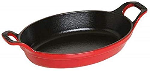 STAUB Auflaufform, oval mit 2 Griffen, 24 cm, 1 L, Gusseisen, für alle Herdarten, stapelbar, Kirschrot von STAUB