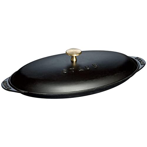 STAUB Ofenform/Servierplatte/Auflaufform mit Deckel, oval, 31 cm, 0,7 l, aus Gusseisen, für alle Herdarten, Schwarz von STAUB
