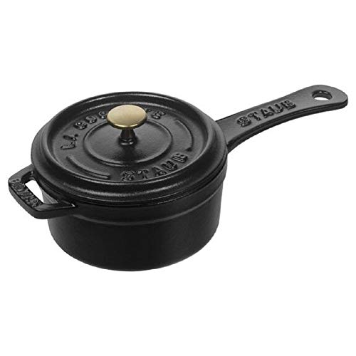 STAUB Mini Stieltopf / Kasserolle, 10 cm, 0,25 L, aus Gusseisen, für alle Herdarten, Schwarz von STAUB