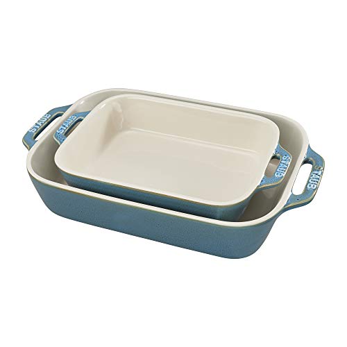 Staub Ceramics Rectangular Baking Dish Set, 2-Piece, Rustic Turquoise von STAUB