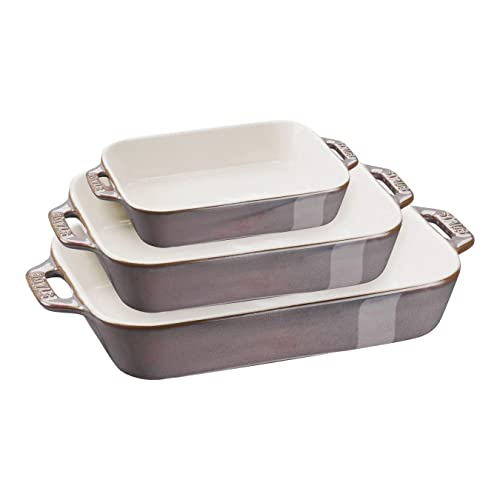 Staub Ceramique Keramik-Backform, rechteckig, Antikgrau, 3 Stück Staub Ceramique Keramik-Backform, rechteckig, Antikgrau, 3 Stück von STAUB