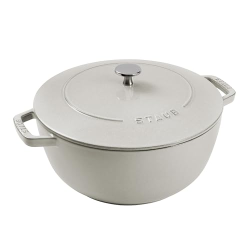 Staub Essential French Oven Dutch Oven aus Gusseisen, 5 l, für 5–6 Personen, hergestellt in Frankreich, weißer Trüffel Staub Essential French Oven Dutch Oven aus Gusseisen, 5 l, für 5–6 Personen, hergestellt in Frankreich, weißer Trüffel von STAUB