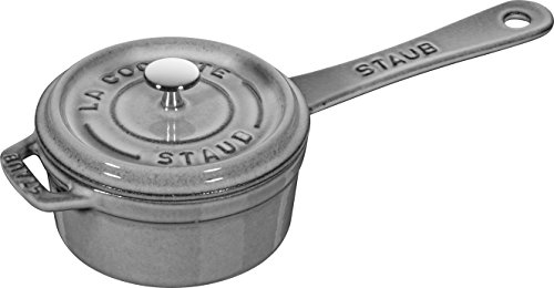 STAUB Mini Stieltopf / Kasserolle, 10 cm, 0,25 L, aus Gusseisen, für alle Herdarten, Graphitgrau von STAUB