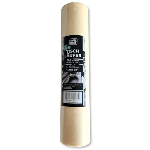STAUBPIRAT Tischläufer Rolle 30 cm x 25 m – Deko Strukturvlies Meterware zum Zuschneiden - modern – hochdekoratives Tischband für Feste, Feiern und Events (Creme) von STAUBPIRAT
