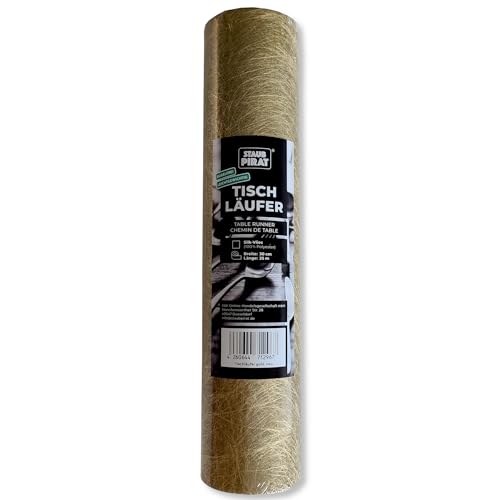 STAUBPIRAT Tischläufer Rolle 30 cm x 25 m – Deko Strukturvlies Meterware zum Zuschneiden - modern – hochdekoratives Tischband für Feste, Feiern und Events (Gold) von STAUBPIRAT
