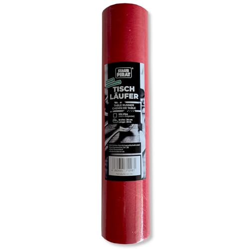 STAUBPIRAT Tischläufer Rolle 30 cm x 25 m – Deko Strukturvlies Meterware zum Zuschneiden - modern – hochdekoratives Tischband für Feste, Feiern und Events (Rot) von STAUBPIRAT