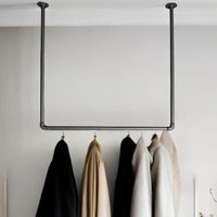 Deckenkleiderstange - Clara Smoky Quarz Deckenmontage | Dunkelgrau Industrial Kleiderstange Für Die Decke Garderobenstange von STAYMI