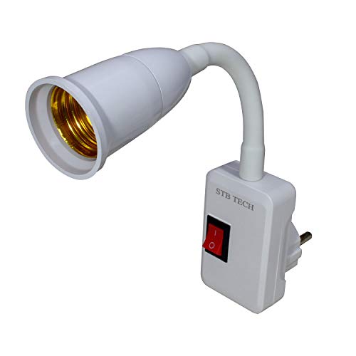 STBTECH Plug in LED Wandleuchten mit Flexible Schwanenhals, Lampenfassung Fassung mit Ein/Aus-Schalter,E27 Steckdosenlampe Arbeitsleuchten,ohne Glühbirne von STBTECH