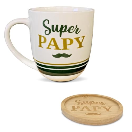 Kaffeebecher Tasse und Untertasse, Modell Super Papy, Geschenkidee von STC