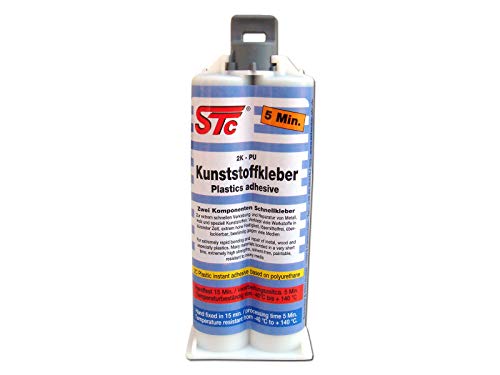 STC 2K PUR Kunststoffkleber kfz 5 Min. Doppelkartusche 50 g Industriekleber 1:1 schwarz Kunststoffreparatur von STC