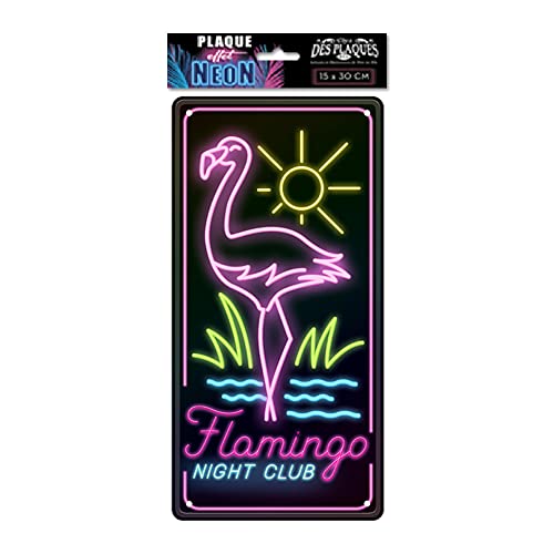 STC Dekoschild Neon-Effekt, 15 x 30 cm – Flamingo Night Club von STC