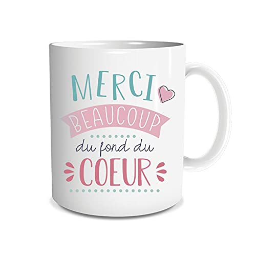 STC, Keramiktasse mit Aufschrift Merci beaucoup du Fond du Coeur, 9,5 x 8 cm von STC