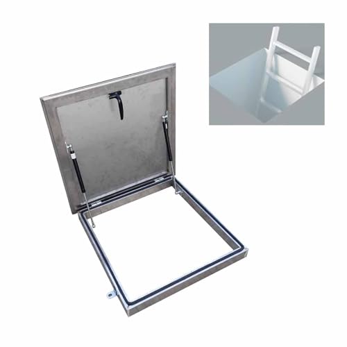 Edelstahl-Dachlukendeckel, Dachbodentreppentür Mit Gasdruckfedern Und Verriegelungsgriff, Dachbodenausgangsabdeckung, Für Brunnenköpfe, Keller, Schacht(80cm/31.5in) von STCERY