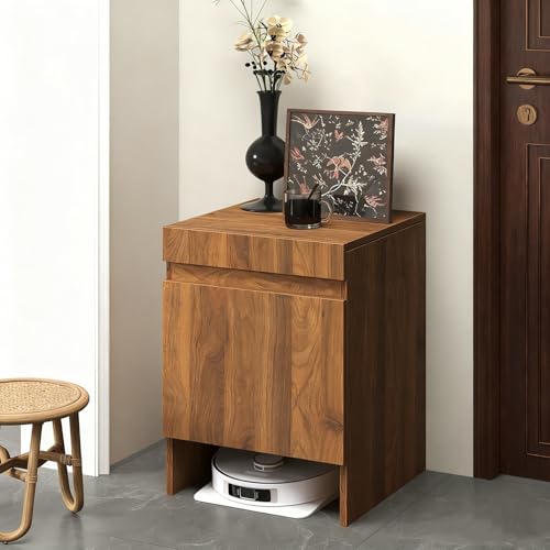 Holz Roboter-Staubsaugerschrank Mit Türen, Saugroboter Ständer Staubsauger, Platzsparendes Ausziehbarer Arbeitsplatten-Organizer-Ständer, Für Wohnzimmer, Schlafzimmer(Brown) von STCERY