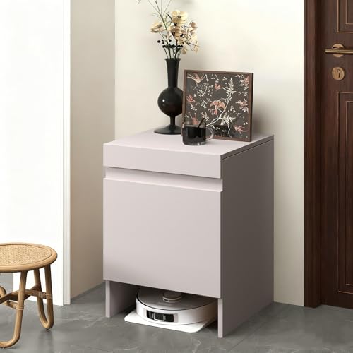 Holz Roboter-Staubsaugerschrank Mit Türen, Saugroboter Ständer Staubsauger, Platzsparendes Ausziehbarer Arbeitsplatten-Organizer-Ständer, Für Wohnzimmer, Schlafzimmer(Gray) von STCERY