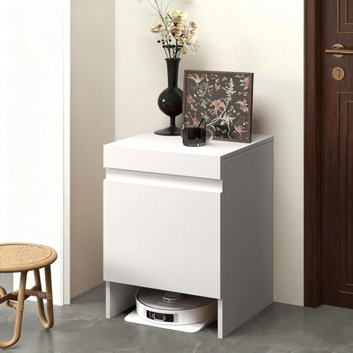 Holz Roboter-Staubsaugerschrank Mit Türen, Saugroboter Ständer Staubsauger, Platzsparendes Ausziehbarer Arbeitsplatten-Organizer-Ständer, Für Wohnzimmer, Schlafzimmer(White) von STCERY