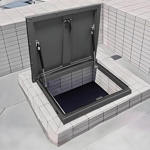 Quadratische Dachbodenzugangstür, Dachausstiegsluke, 90-Grad-Öffnungs- Und Schließwinkel-Dachsicherheitstür, Notzugangsdeckel, Brunnenkopf-Kellerabdeckung(80cm/31.5in) von STCERY