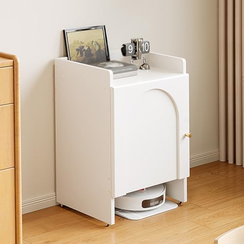 Roll Saugroboter Ständer Staubsauger, Roboter-staubsaugerschrank Mit Gewölbter Tür Und Rädern, Organizer-Ständer Für Kehrmaschinen, Für Wohnzimmer, Schlafzimmer(66cm/26in) von STCERY