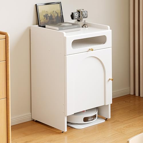 Roll Saugroboter Ständer Staubsauger, Roboter-staubsaugerschrank Mit Gewölbter Tür Und Rädern, Organizer-Ständer Für Kehrmaschinen, Für Wohnzimmer, Schlafzimmer(83cm/32.7in) von STCERY