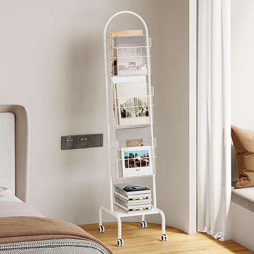 4 Fach Bücherregal Freistehend, Metall Standregal, Starker Stauraum, Bodenständiges Displayregal, Vertikaler Mehrschicht-Buchturm, Für Wohnzimmer, Büro, Küche 4 Fach Bücherregal Freistehend, Metall Standregal, Starker Stauraum, Bodenständiges Displayregal, Vertikaler Mehrschicht-Buchturm, Für Wohnzimmer, Büro, Küche von STCERY