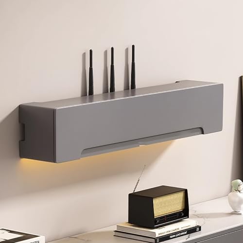 STCERY An Der Wand Montierter WiFi-Organizer-Schrank, Router-Aufbewahrungsbox, WiFi-Box-Versteck, Multimedia-Versteckschrank, Steckdosenleisten-Schutz-Versteck-Router-Rack(Gray,60cm/23.6in) von STCERY
