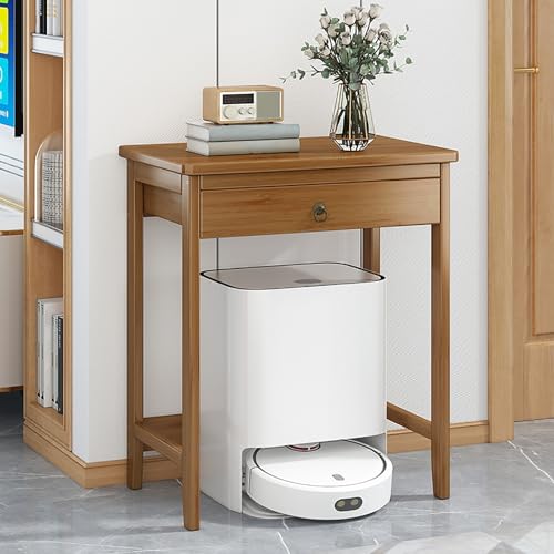 STCERY Bambus Roboter-Staubsaugerständer, Versteckter Schrank Für Kehrroboter, Beistelltisch-Aufbewahrungsschrank Mit Offenem Boden, Für Wohnzimmer, Home-Office, Küche(Brown 2,76cm/29.9in) von STCERY
