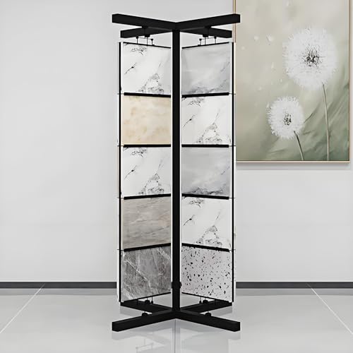 STCERY Bodenfliesen-Präsentationsständer, Drehbar Steinfliesen Metall Lagerregal, Mehrschichtiger Fliesenständer Mit Kartenfächern, Robuster, Für Messehallen(2.1cm/0.8in) von STCERY