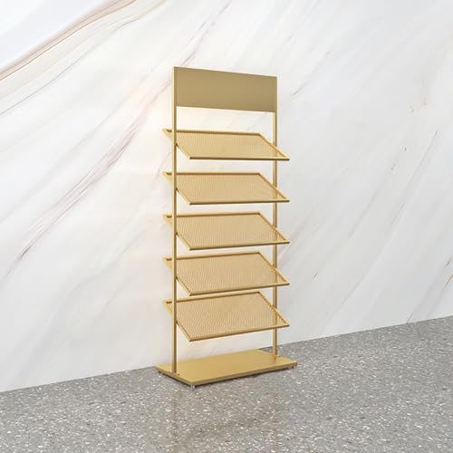 STCERY Fliesenmusterständer, Bodenfliesen-Präsentationsständer 5-lagig, Bodenstehender Musterständer, Wird for Platzieren Verschiedener Baustoffproben Verwendet(Gold,67cm/26.4in) von STCERY