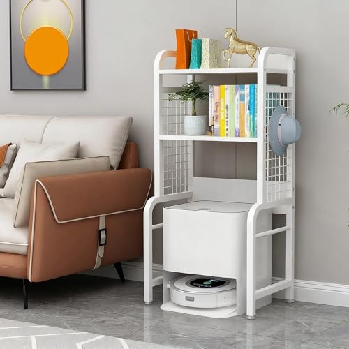 STCERY Modernes Verstecktes Aufbewahrungsregal Für Roboterstaubsauger, Staubsauger-Aufbewahrungsschrank Mit Verstellbarem Regal, Roboterständer-Beistelltisch Für Platzsparendes(White) von STCERY