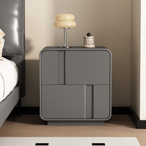 STCERY Nachttisch Mit Schublade, Offenes Fach, Ablagetisch Nachtkommode Nachtschrank Massivholzrahmen Beistelltisch Für Schlafzimmer, Wohnzimmer, Mehrere Farboptionen(Gray 2,40cm/15.7in) von STCERY