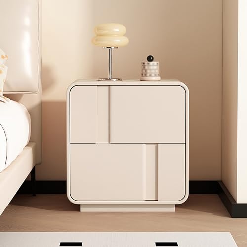 STCERY Nachttisch Mit Schublade, Offenes Fach, Ablagetisch Nachtkommode Nachtschrank Massivholzrahmen Beistelltisch Für Schlafzimmer, Wohnzimmer, Mehrere Farboptionen(White,45cm/17.7in) von STCERY