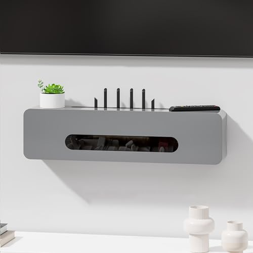 STCERY Router Aufbewahrungsbox, Versteckte WLAN-Box, Wandmontage Organizer Für Medienschränke, Abdeckung Für Modemkabel-Router, Für Das Wohnzimmer Im Schlafzimmer(Gray,50cm/19.7in) von STCERY