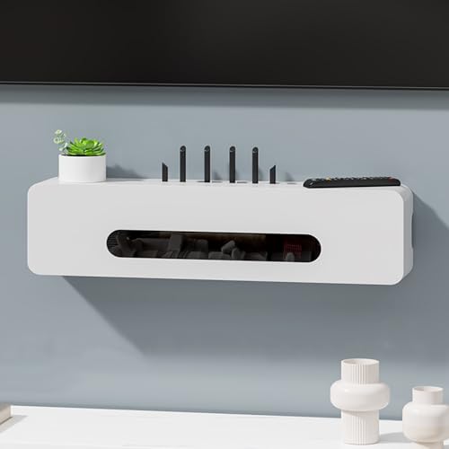 STCERY Router Aufbewahrungsbox, Versteckte WLAN-Box, Wandmontage Organizer Für Medienschränke, Abdeckung Für Modemkabel-Router, Für Das Wohnzimmer Im Schlafzimmer(White,60cm/23.6in) von STCERY