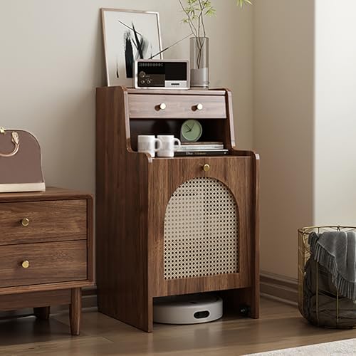 STCERY Versteckter Roboter-Staubsaugerschrank, Staubsaugerständer Mit Türen, Kehrroboter-Aufbewahrungsregal, Beistelltisch, Für Wohnzimmer, Vielseitiges Zuhause(Brown,45cm/17.7in) von STCERY