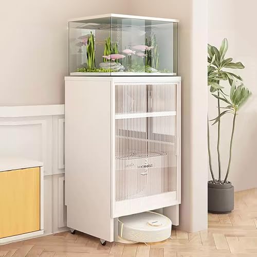 STCERY Versteckter Schrank Für Roboterstaubsauger Mit Türen Und Rädern, Bewegliches Lagerregal Für Kehrroboter, Freistehender Beistelltisch Aus Holz, Breites Anwendungsspektrum(White,93.5cm/36.8in) von STCERY